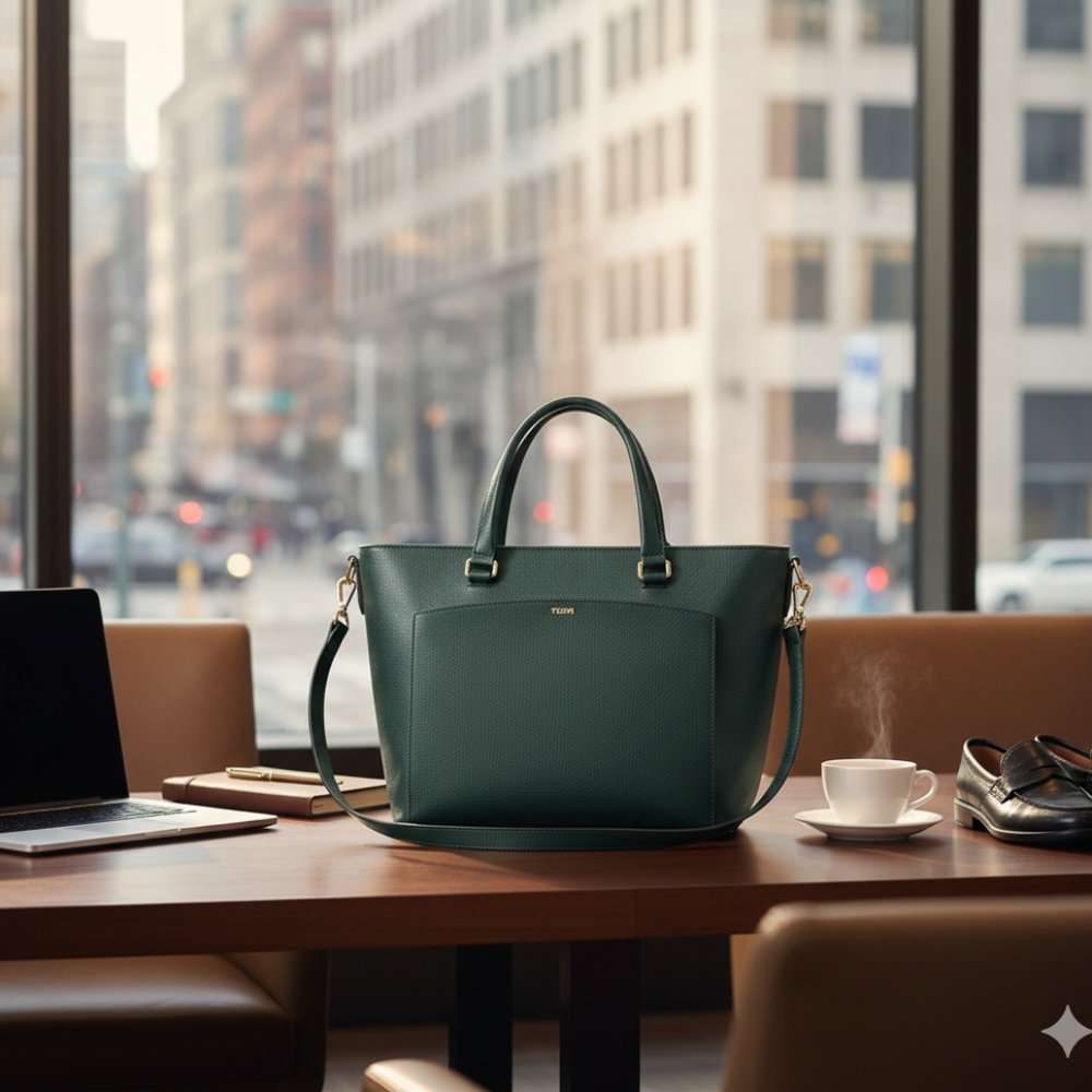 Tumi Large Sinclair Camila Tote- Hunter Green - Picture 1 of 13